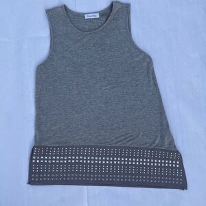 Calvin Klein Grey Sleeveless Top with Silver Studded Embellishments Size Small